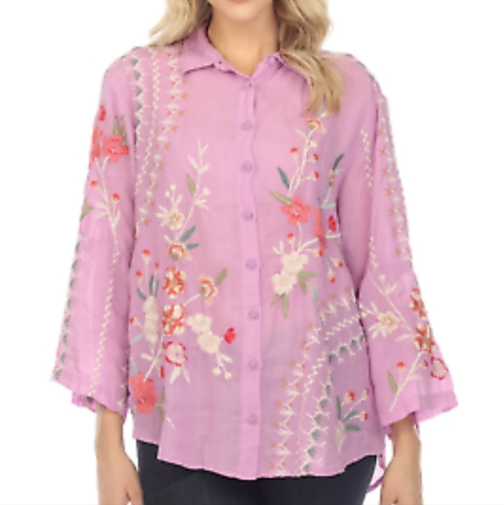 Johnny Was Workshop Kimono Sleeve Blouse - Picture 7 of 9